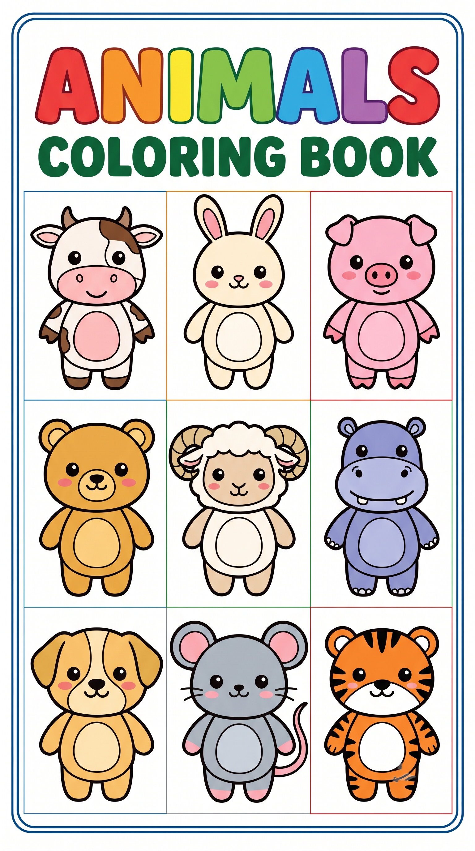 18 Cute Animals Coloring Pages with Handwriting Practice | Digital Activity Book
